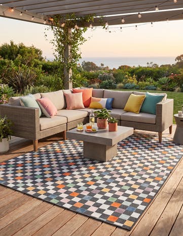 195cm x 275cm Leicht zu reinigen Checkered Innen- / Außenbereich Teppich