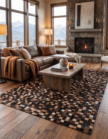 5' 1 x 7' 10 Cowhide Leather Rug