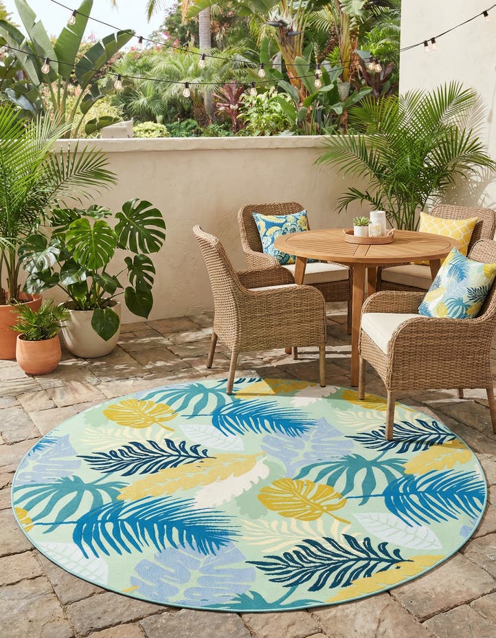 7' 10 x 7' 10 Easy-Clean Botanical Indoor / Outd...
