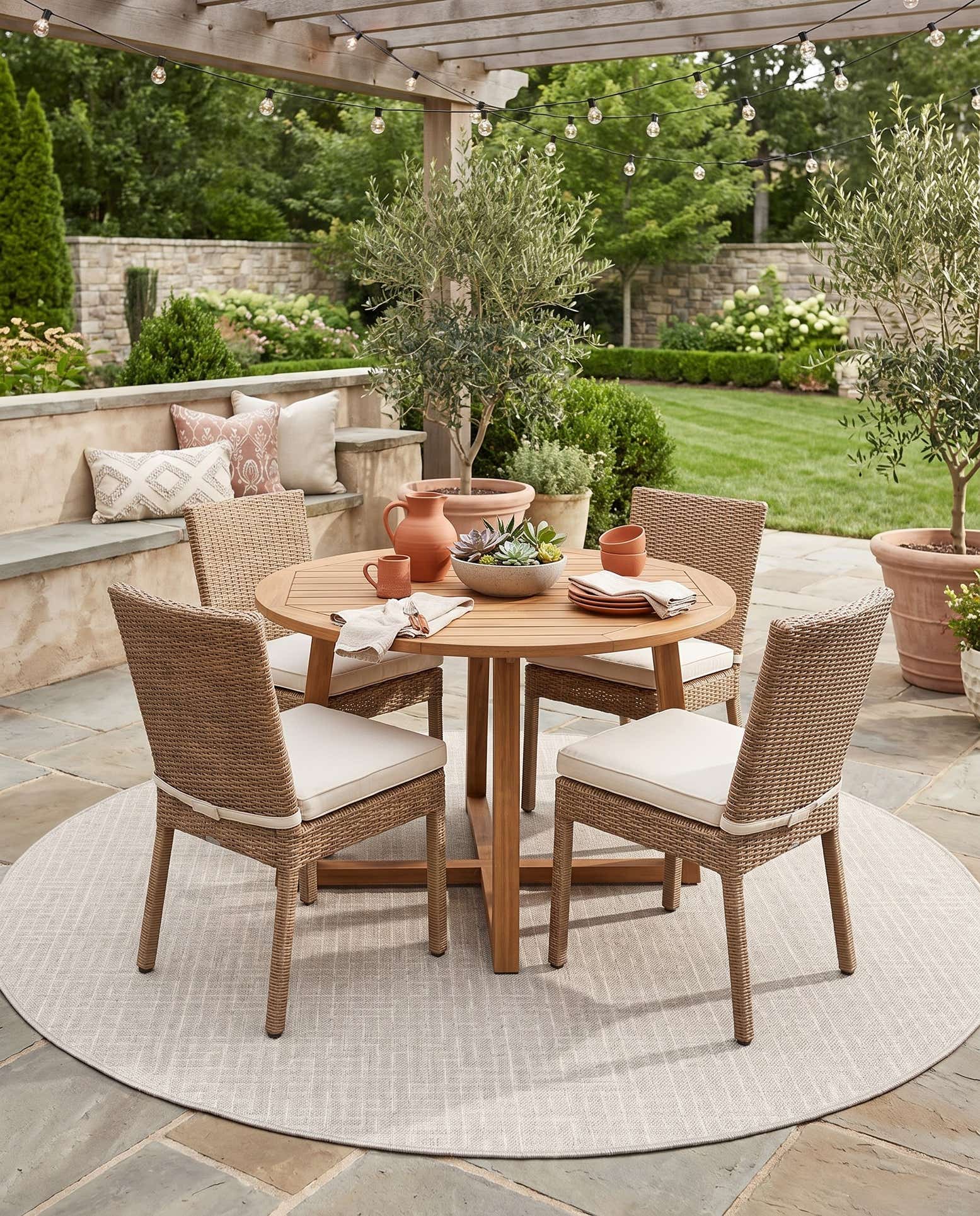 6' x 6' Easy-Clean Checkered Indoor / Outdoor Round Rug