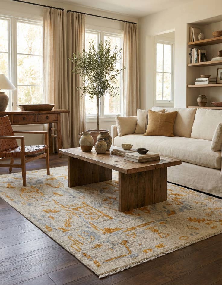 Detail image of 4' 1 x 6' 1 Oushak Wool Rug