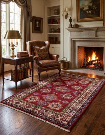 3' 4 x 5' 3 Hand Knotted Kazak Rug