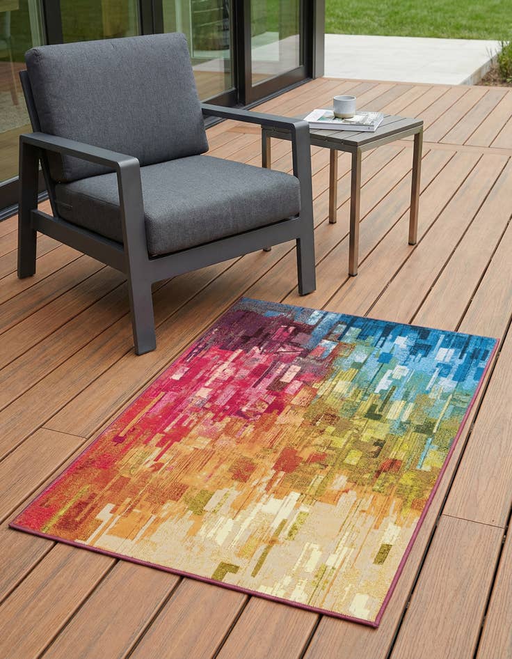 Detail image of 3' 3 x 5' 3  Washable Modern Indoor / Outdoor Rug