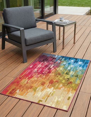 3' 3 x 5' 3 Easy-Clean Modern Indoor / Outdoor Rug