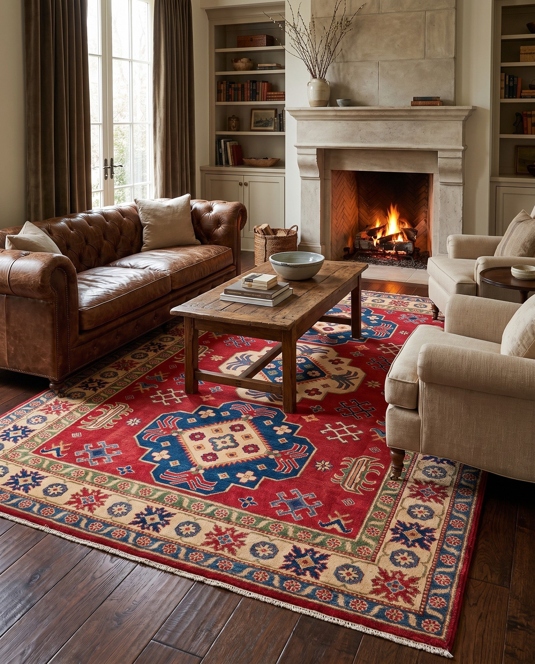 6' 2 x 8' 10 Hand Knotted Kazak Rug