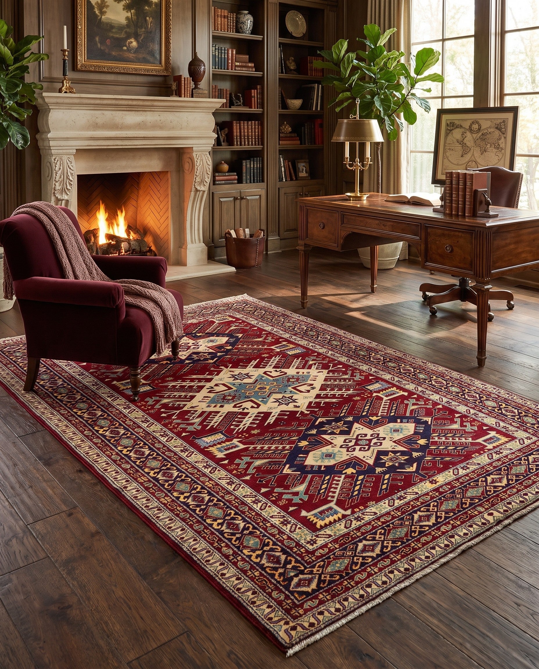 6' 1 x 8' 2 Hand Knotted Shirvan Rug