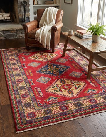 4' 4 x 6' 3 Hand Knotted Kazak Rug