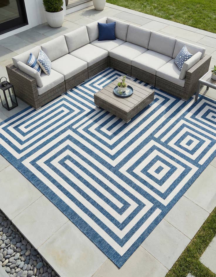 Detail image of  12' x 12'  Washable Modern Indoor / Outdoor Square Rug