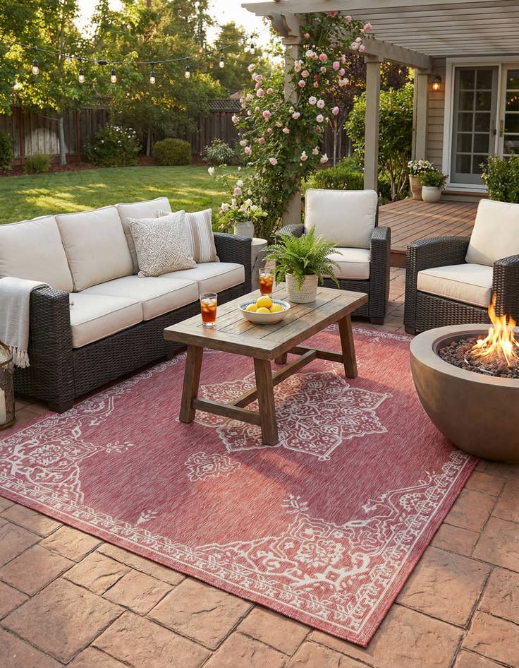 Detail image of 7' 10 x 10' Washable Traditional Indoor / Outdoor Rug