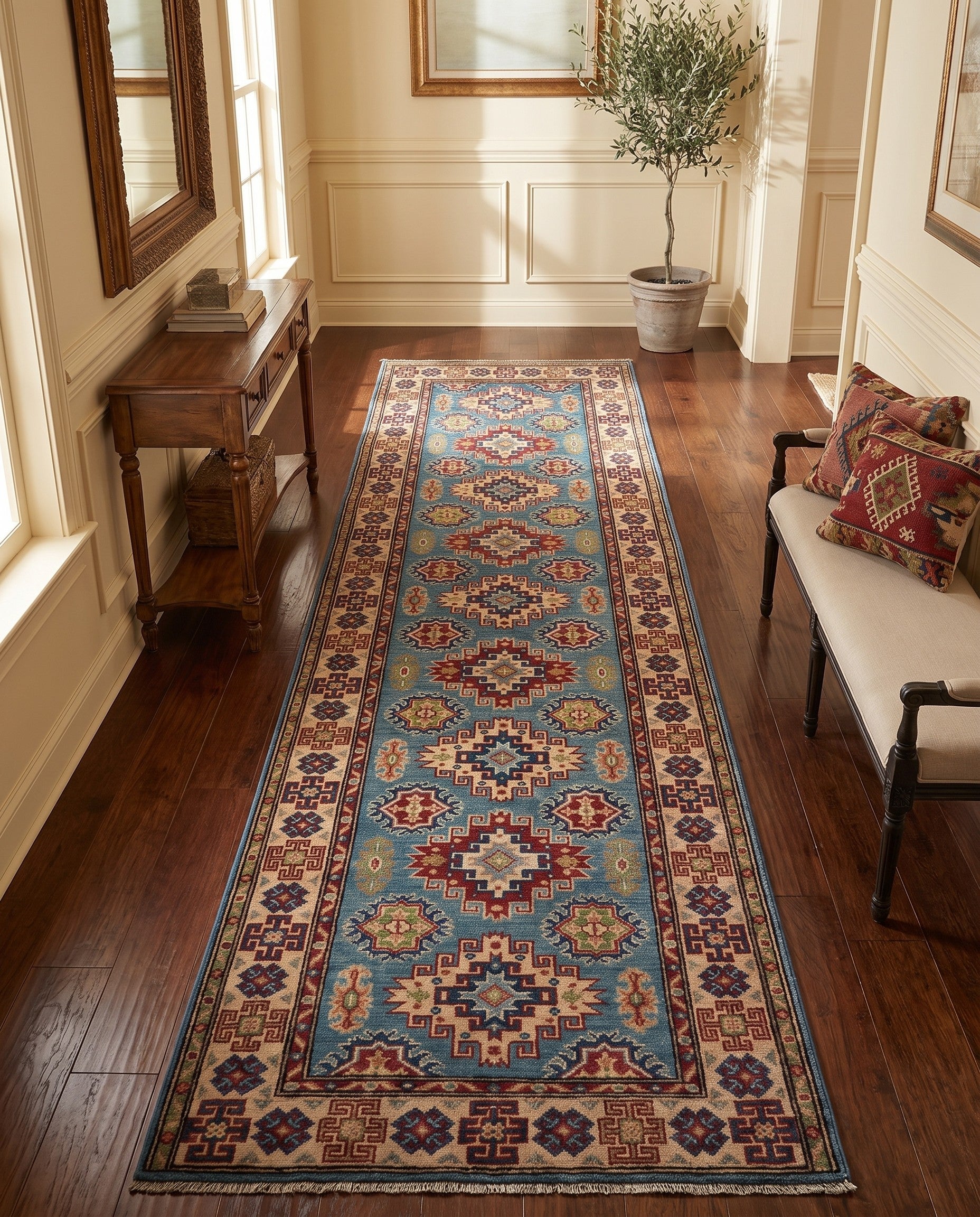 2' 7 x 9' 11 Hand Knotted Kazak Runner Rug