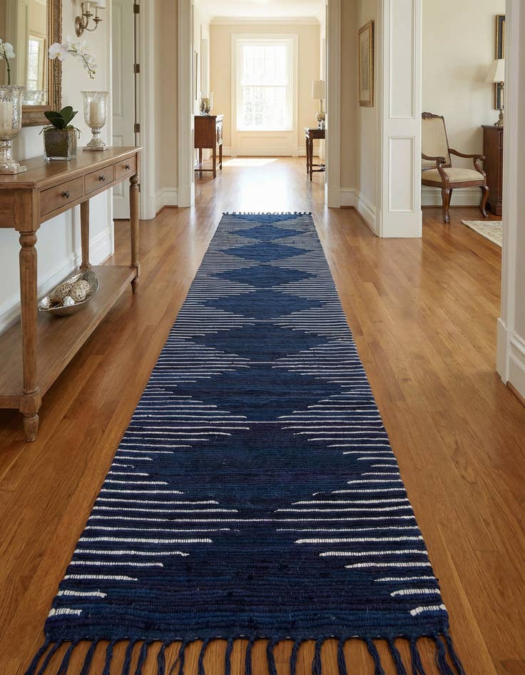 Detail image of 2' 11 x 16' 1  Hand Woven Chindi Cotton Runner Rug