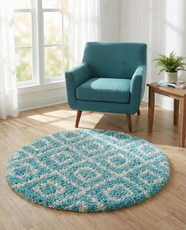  3' 3 x 3' 3 Lattice Shag Round Rug