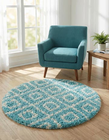 3' 3 x 3' 3 Lattice Shag Round Rug