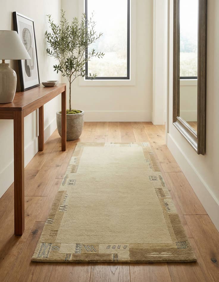 Detail image of 2' 4 x 4' 7 Hand Knotted Nepal Wool Runner Rug