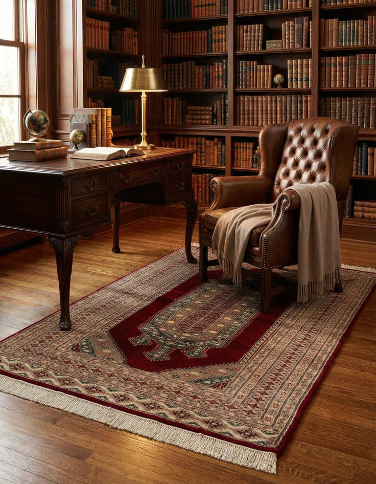 Detail image of 4' 3 x 6' 3 Hand Knotted Bokhara Oriental Rug