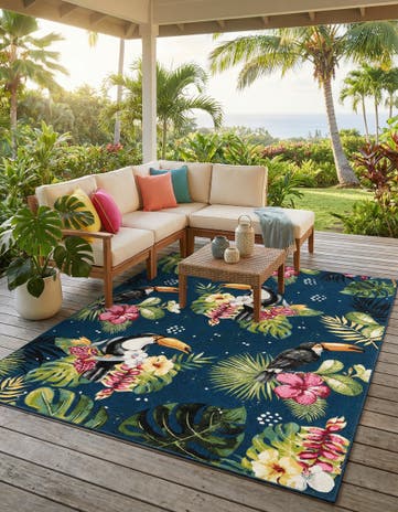 7' 10 x 10' Easy-Clean Botanical Indoor / Outdoor Rug