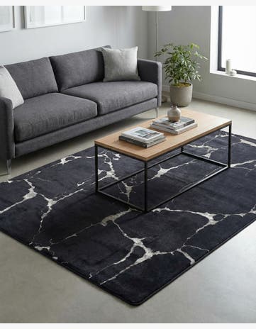 Navy Blue and Silver Vogue Geo Rug