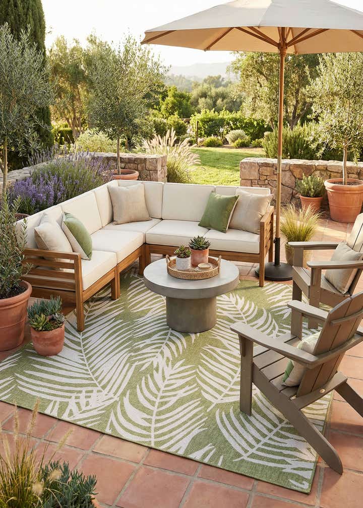 10' x 10' Easy-Clean Botanical Indoor / Outdoor Square Rug