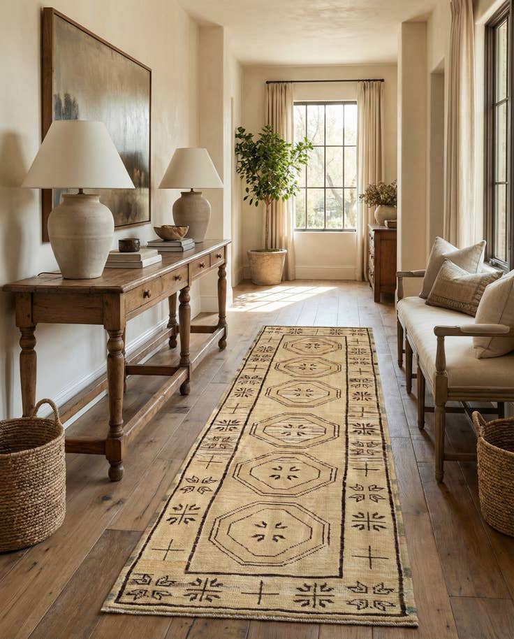 Detail image of 2' 9 x 10' 4 Hand Knotted Oushak Wool Runner Rug