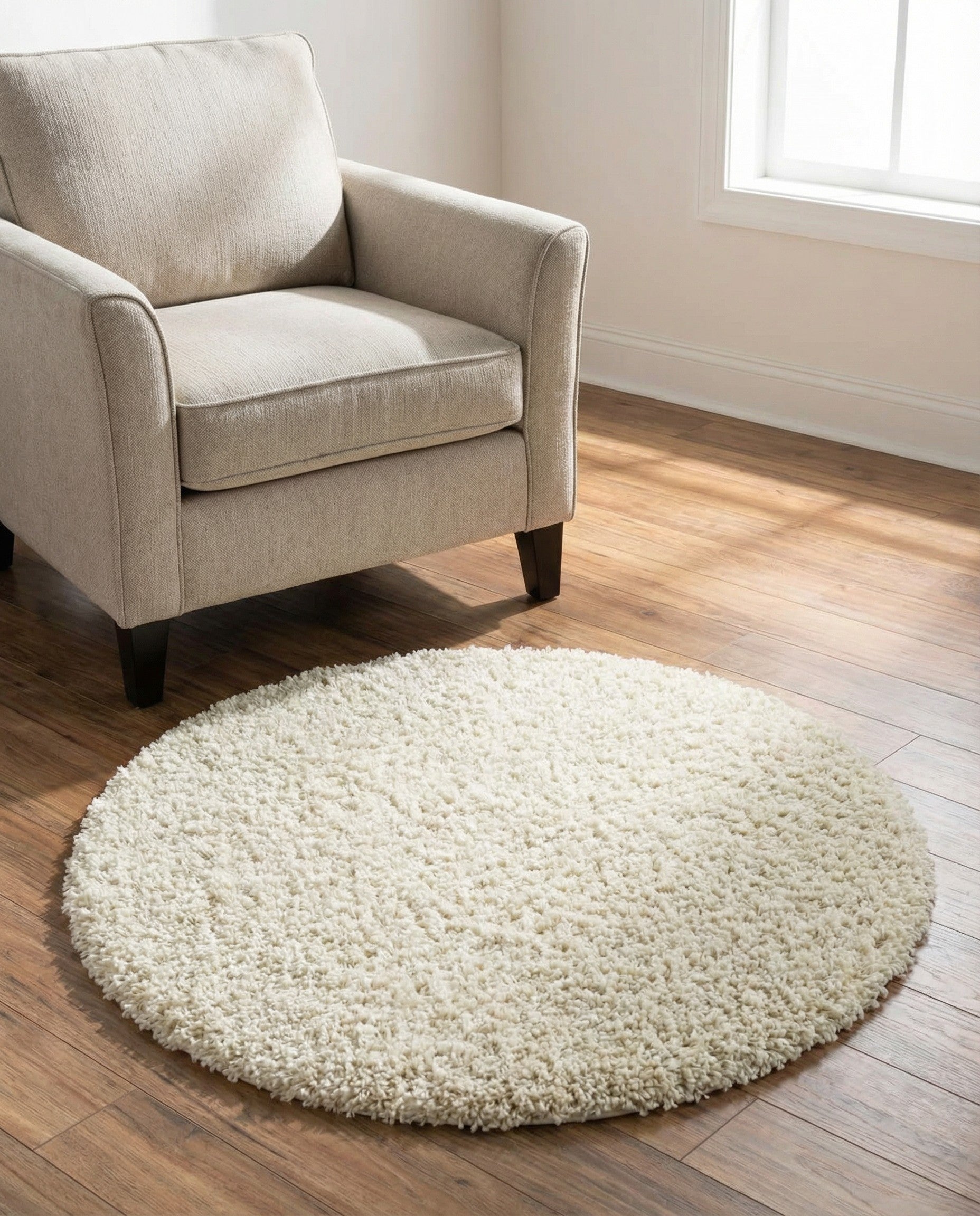 3' x 3' Solid Shag Round Rug