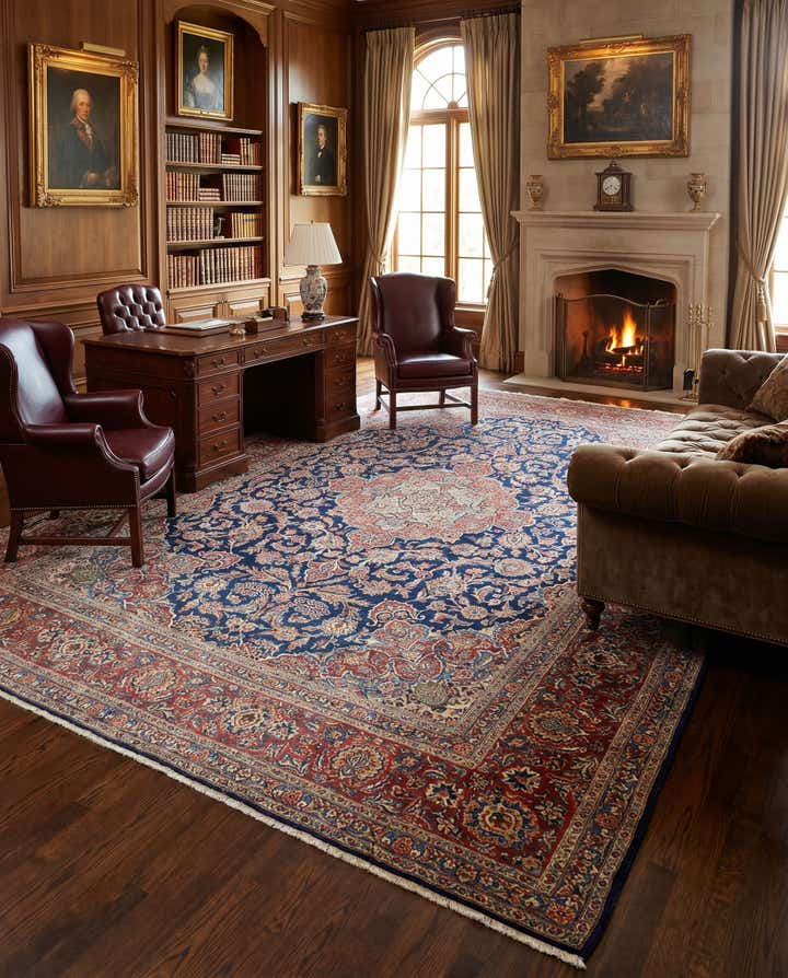 9' x 12' 1 Hand Knotted Kashan Persian Wool Rug