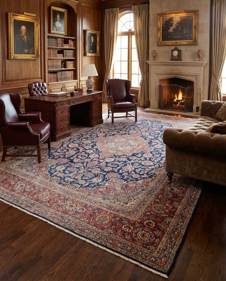 Detail image of 9' x 12' 1 Hand Knotted Kashan Persian Wool Rug