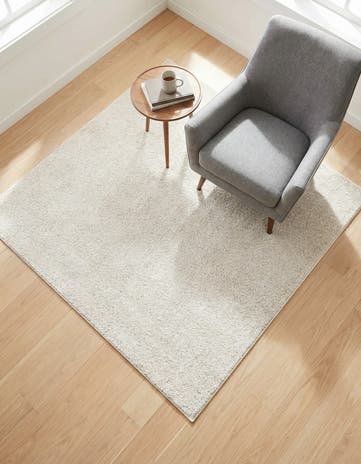 Ivory Solid Frieze Square Rug