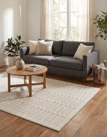Ivory White Textura Designer Rug