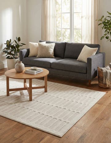 Ivory White Textura Designer Rug