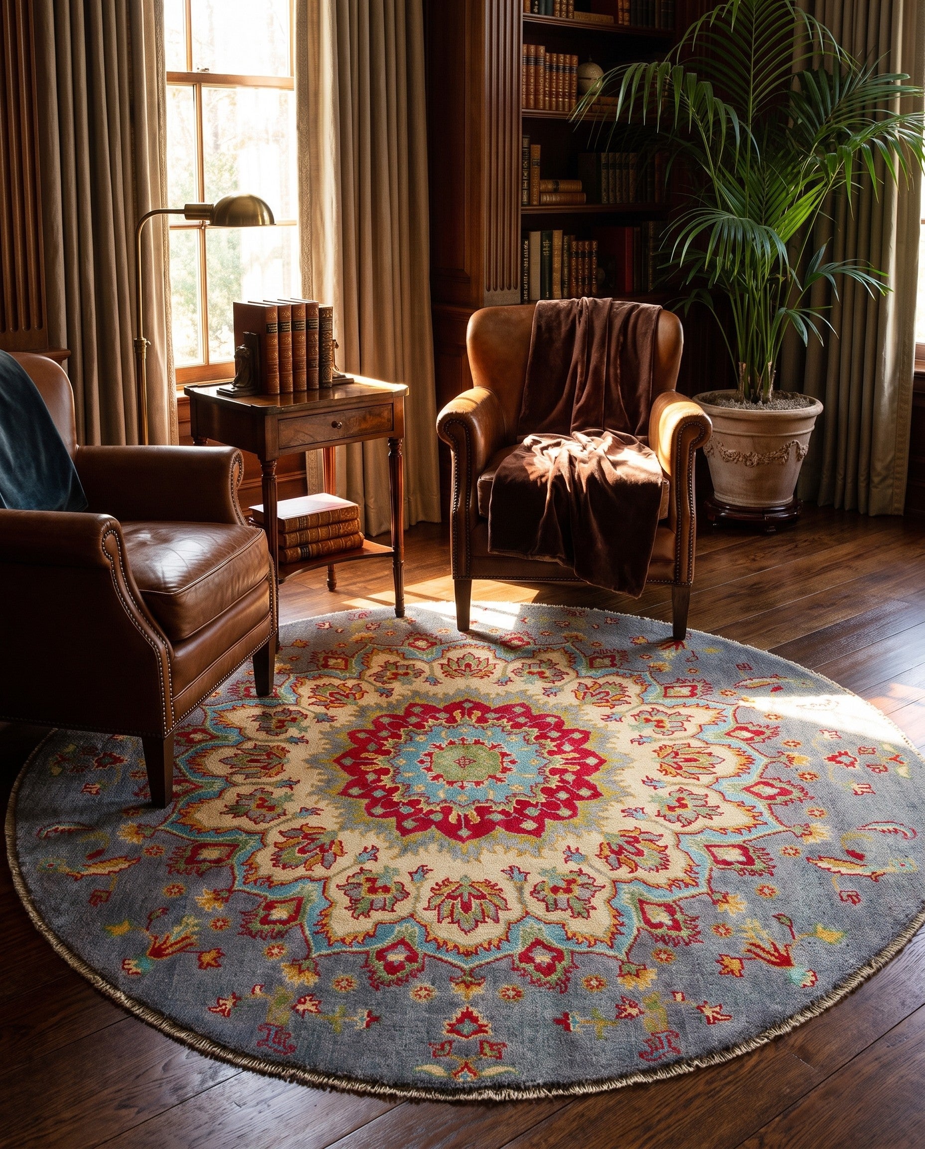 4' 7 x 4' 11 Hand Knotted Kazak Round Rug