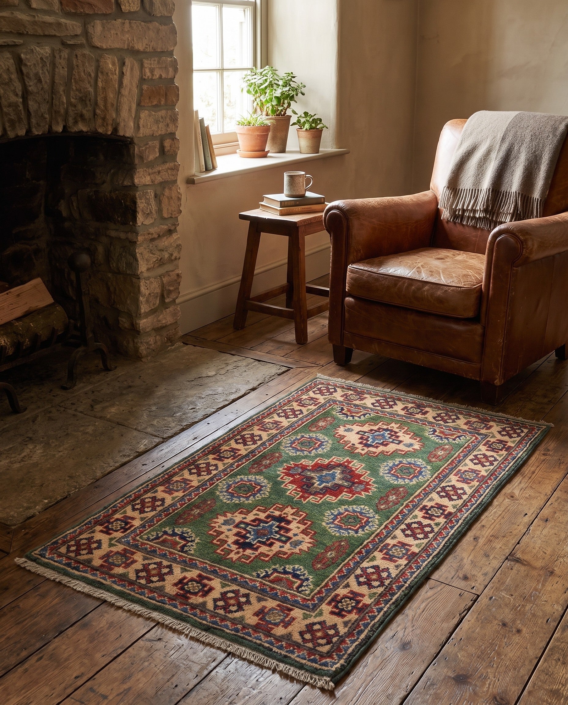 1' 10 x 3' 5 Hand Knotted Kazak Rug