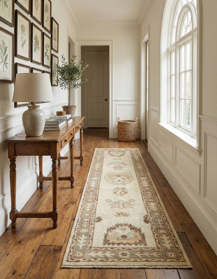 Detail image of 2' 10 x 10' 6 Hand Knotted Oushak Wool Runner Rug