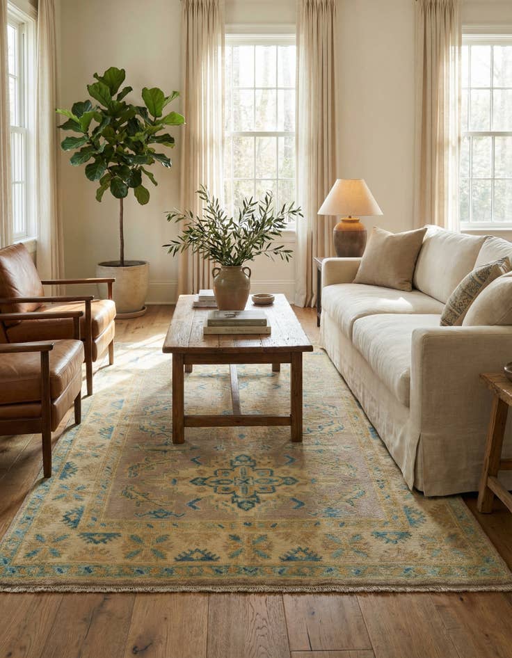 Detail image of 3' 11 x 6' Hand Knotted Oushak Wool Rug