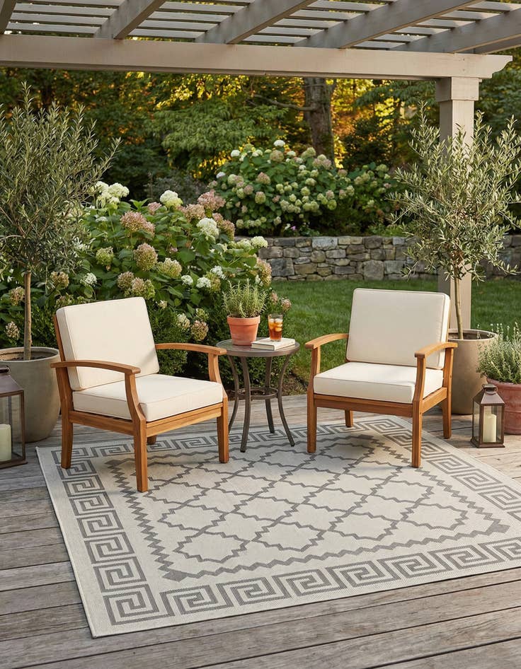 Detail image of 6' x 6' Washable Lattice Indoor / Outdoor Square Rug