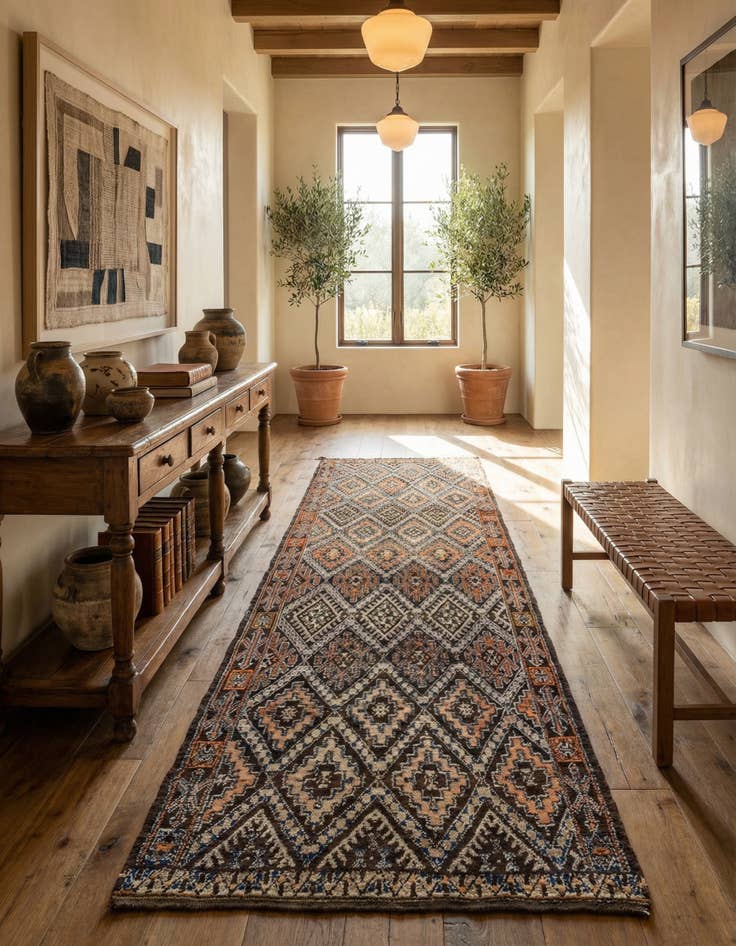 Detail image of 5' 9 x 11' 4 Hand Knotted Moroccan Wool Runner Rug