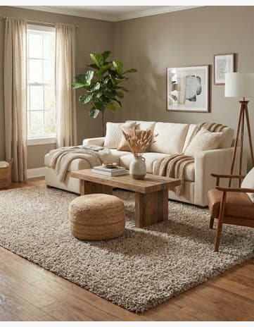 Taupe Solid Shag Rug