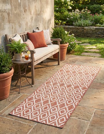 Rust Red Easy-Clean Jill Zarin Turks and Caicos Indoor / Outdoor Runner Rug