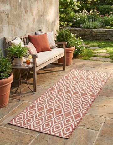Rust Red Easy-Clean Jill Zarin Turks and Caicos Indoor / Outdoor Runner Rug