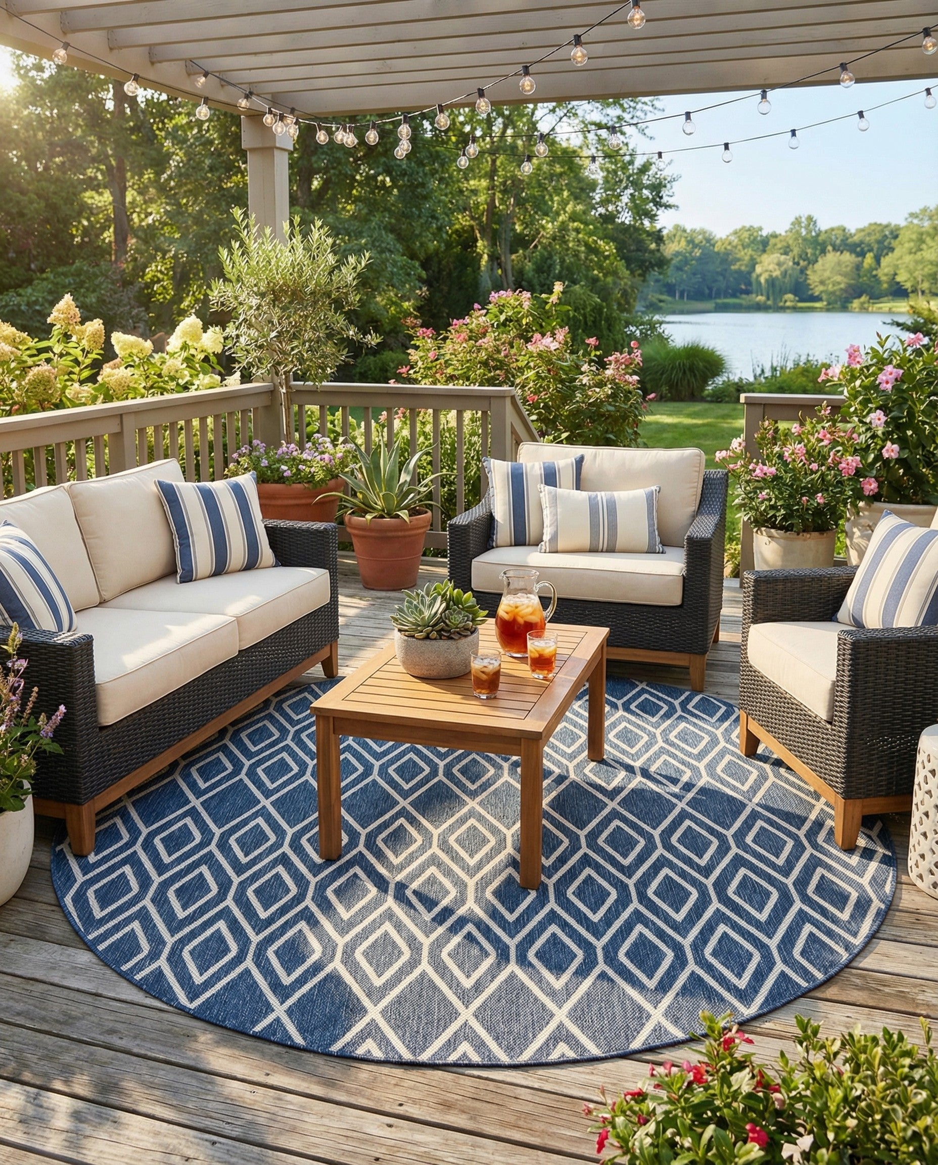 7' x 7' Easy-Clean Jill Zarin Indoor / Outdoor Round Rug