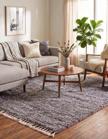 Gray Lagom Shag Square Rug