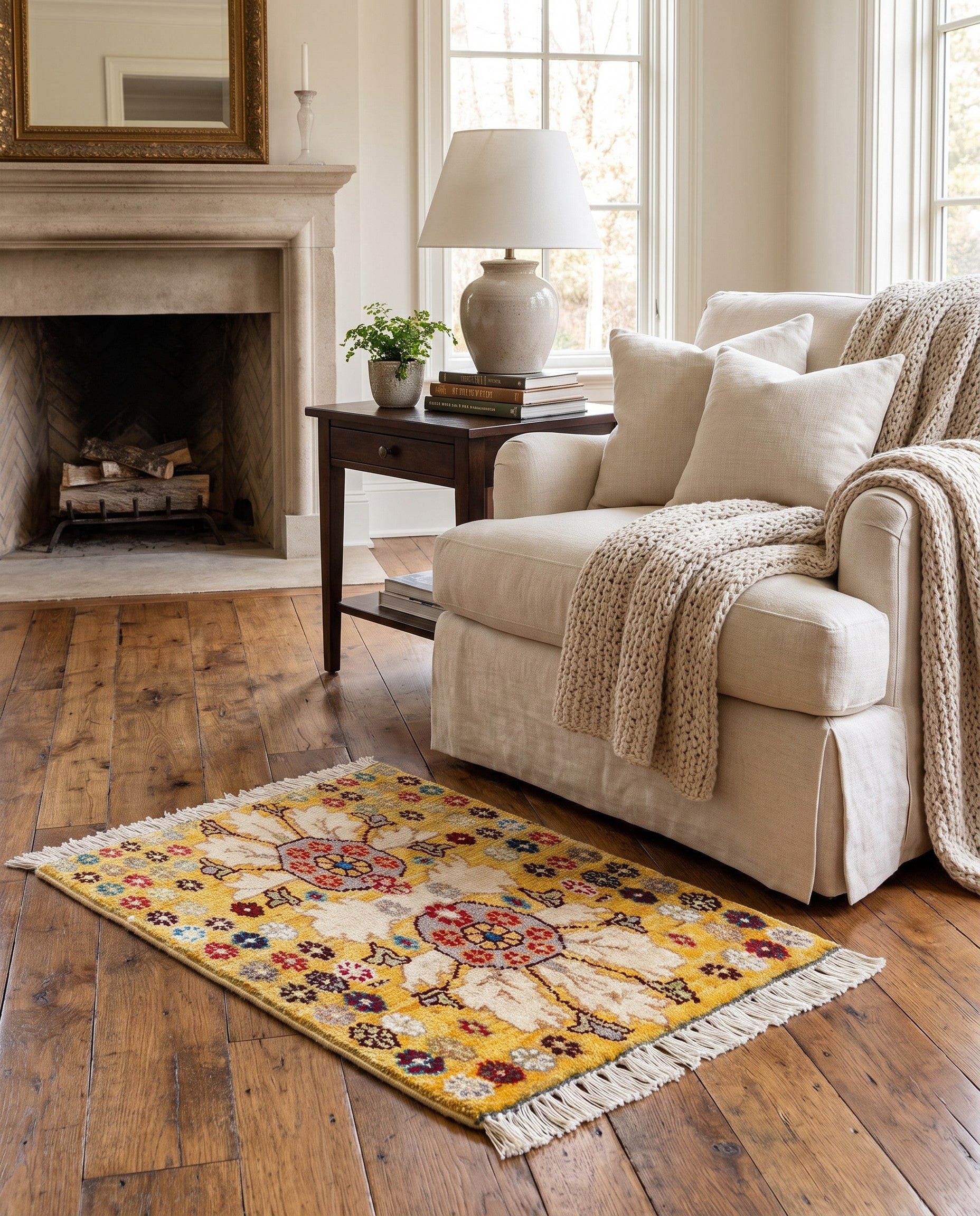 1' 5 x 2' 2 Hand Knotted Modern Ziegler Rug
