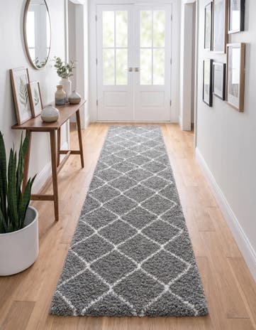 Gray Moroccan Shag Runner Rug