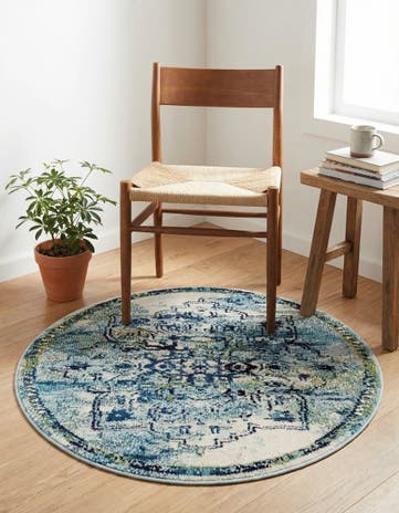 3' 3 x 3' 3 Washable Fleur Round Rug