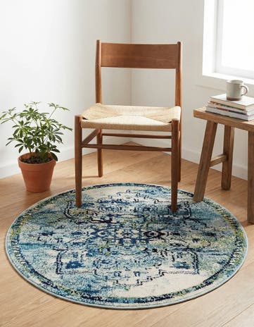 3' 3 x 3' 3 Washable Fleur Round Rug