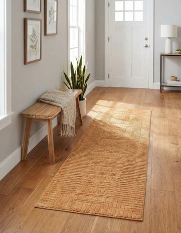 Goldenrod Glow Textura Designer Runner Rug