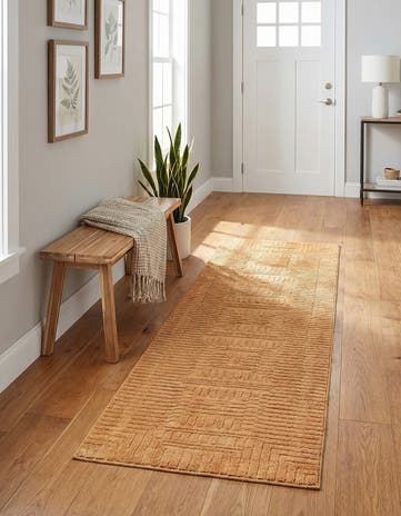 Goldenrod Glow Textura Designer Runner Rug