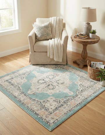 Aqua Parker Square Rug