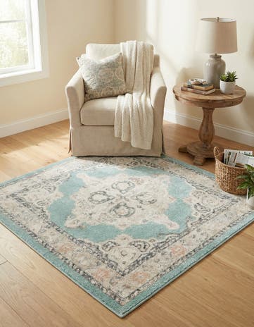 Aqua Parker Square Rug