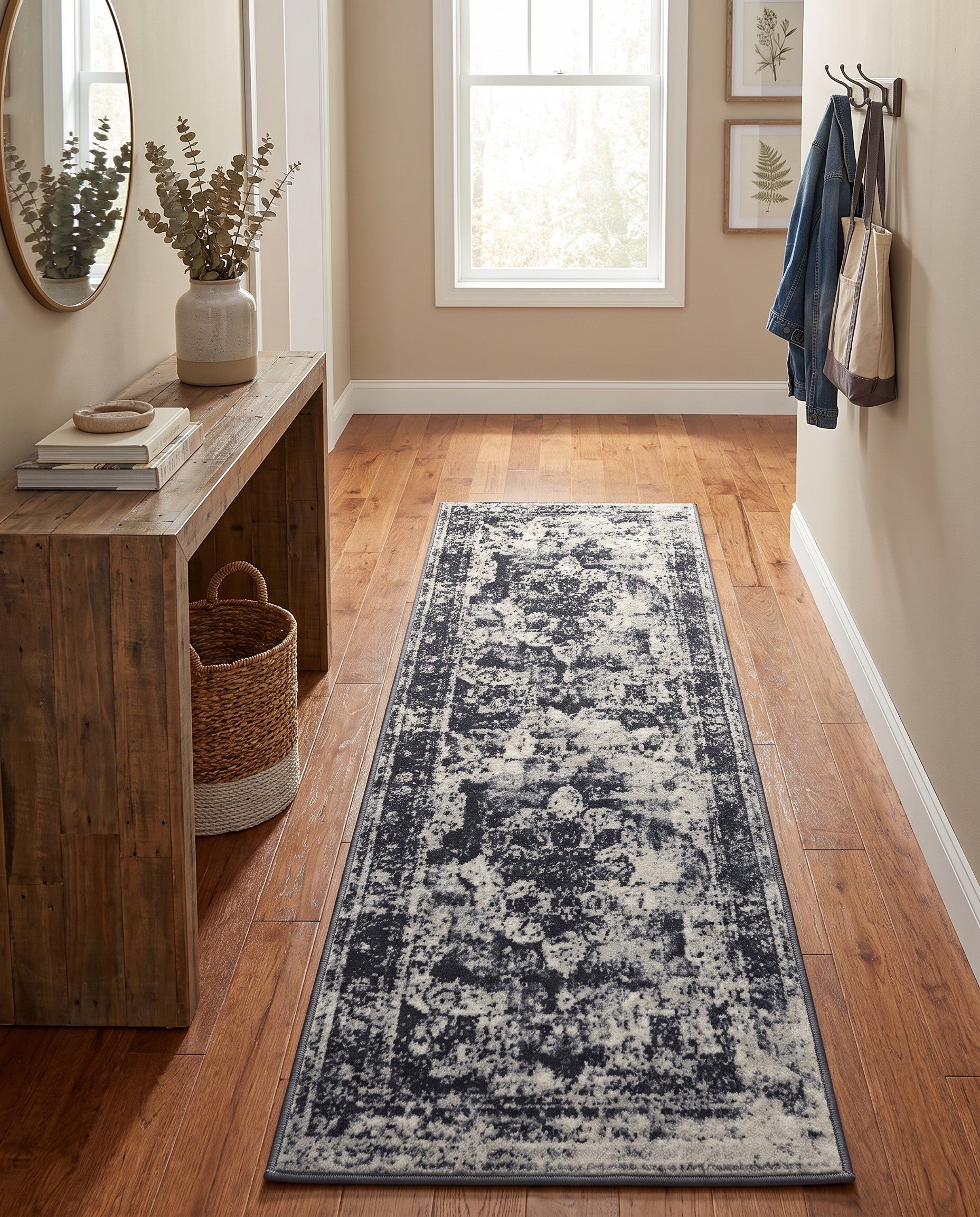 Slate Blue and Ivory Monaco Runner Rug