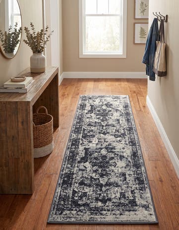 Slate Blue and Ivory Monaco Runner Rug